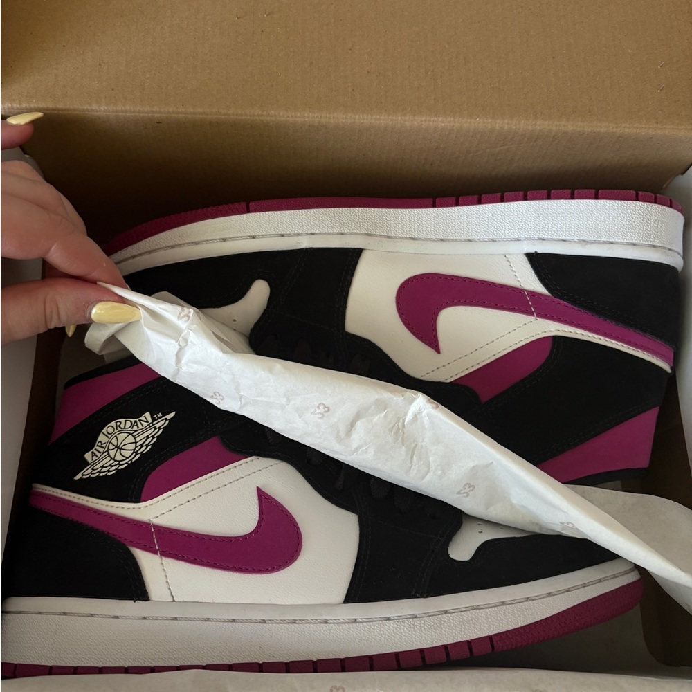 Jordan Mids- Black and Magenta AJ1’s